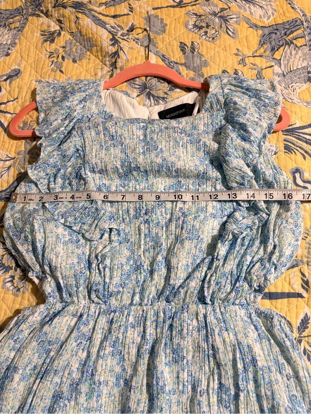 Minkpink, Light Blue Floral Ruffled Sundress, Sz L - Picture 6 of 9